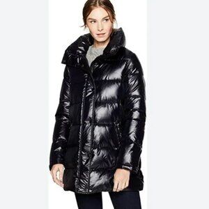 Haven Outerwear Mid-Length Shiny Black Puffer Jacket Size XS Insulated Quilted